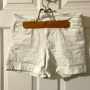celebrity pink white jean shorts size 27
